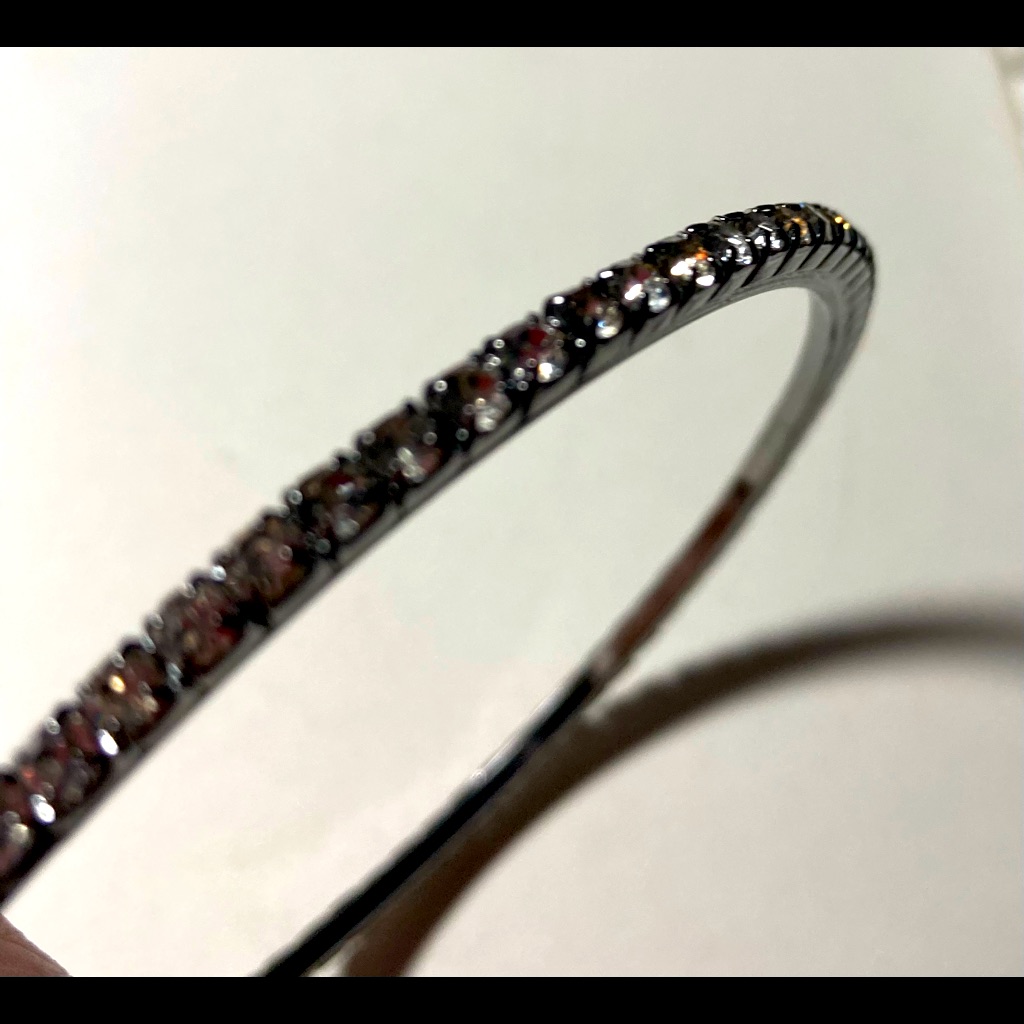 Silver Bangle Bracelet With Crystals 747